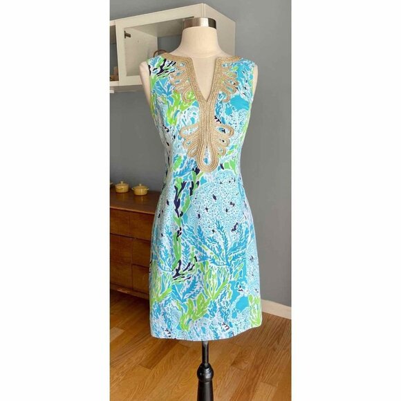 Lilly Pulitzer Janice Shift Dress Spa Blue Lets Cha Cha - Picture 5 of 8